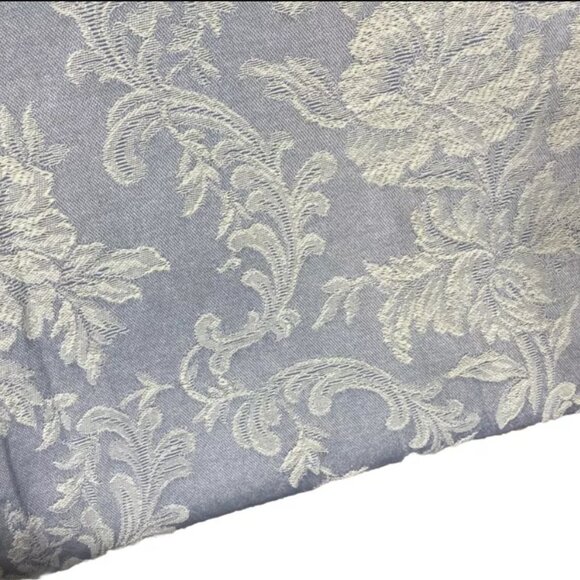 1 Vintage Burlington Curtain Tab Top Panel 80 Long Light Blue White Embroidered - Picture 6 of 9